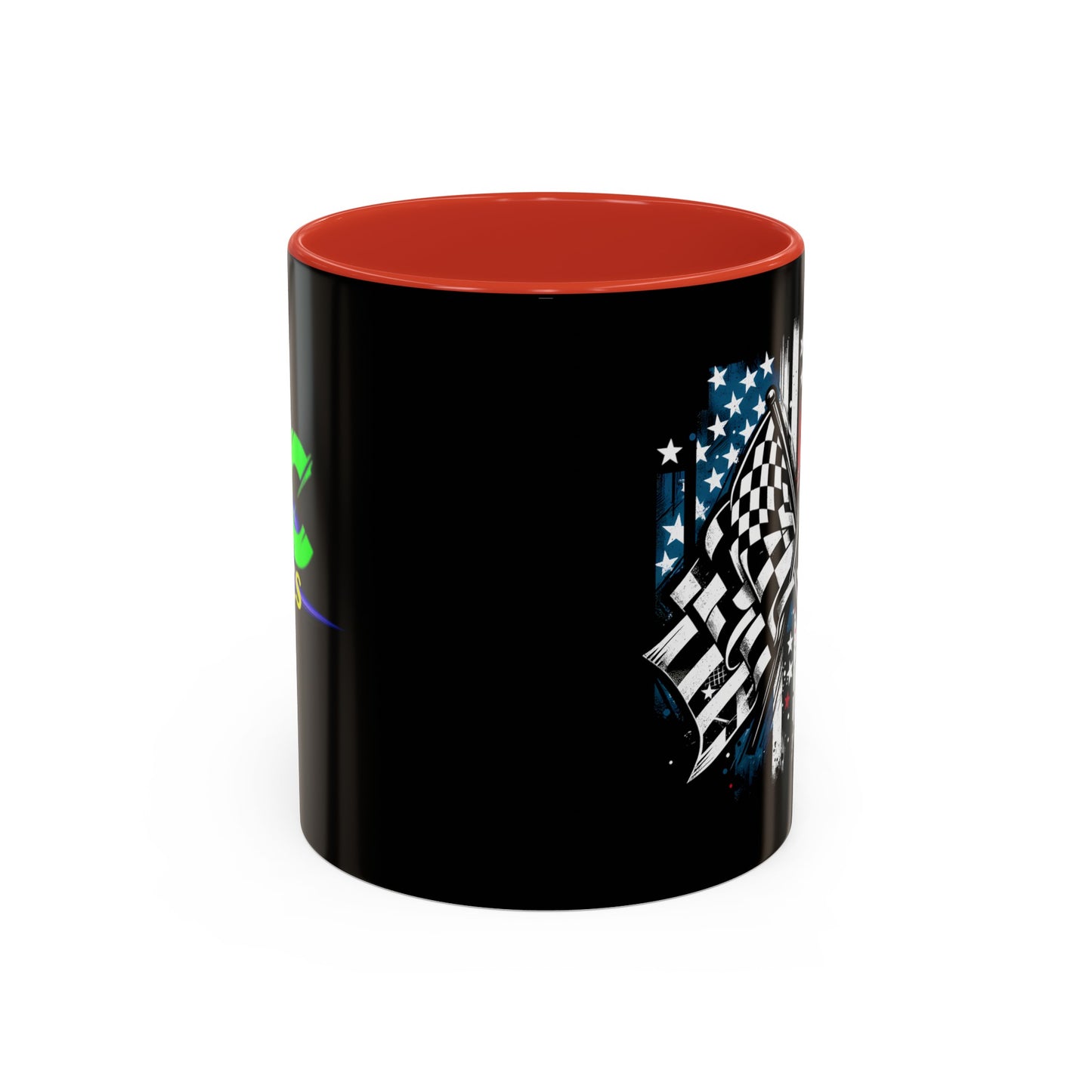 Racing American Flag Accent Coffee Mug (11, 15oz)