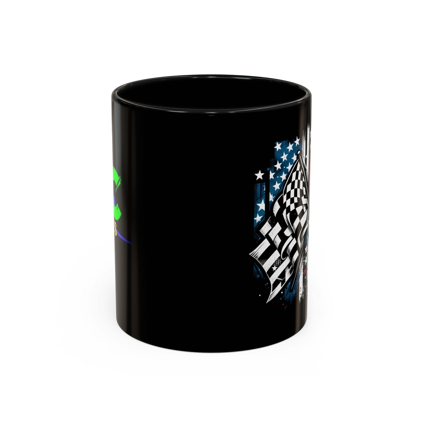 Racing American Flag Accent Coffee Mug (11, 15oz)