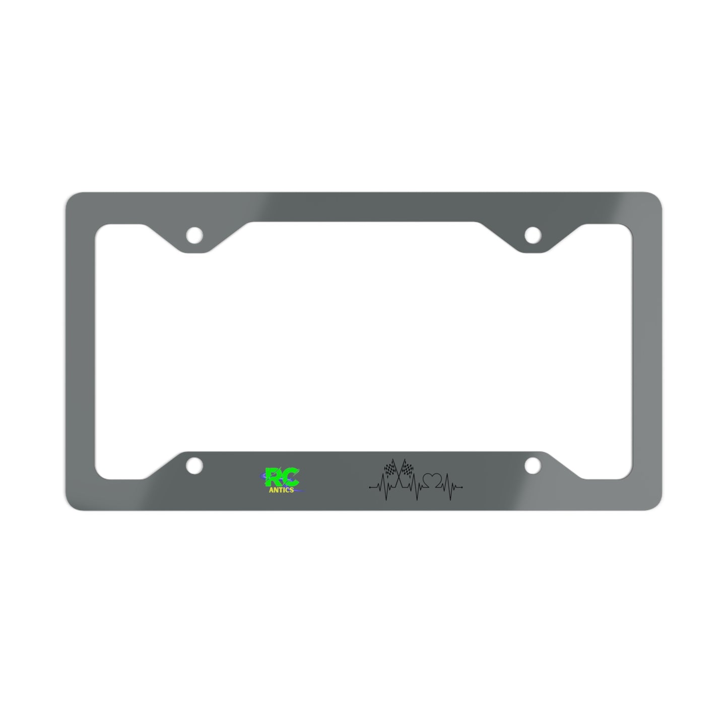 Heartbeat racing flags Metal License Plate Frame