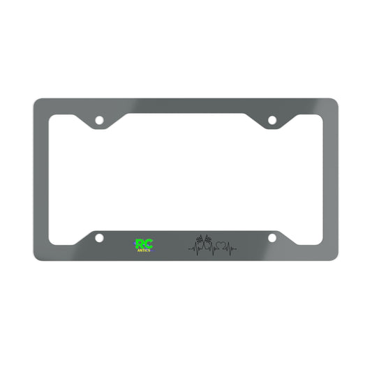 Heartbeat racing flags Metal License Plate Frame