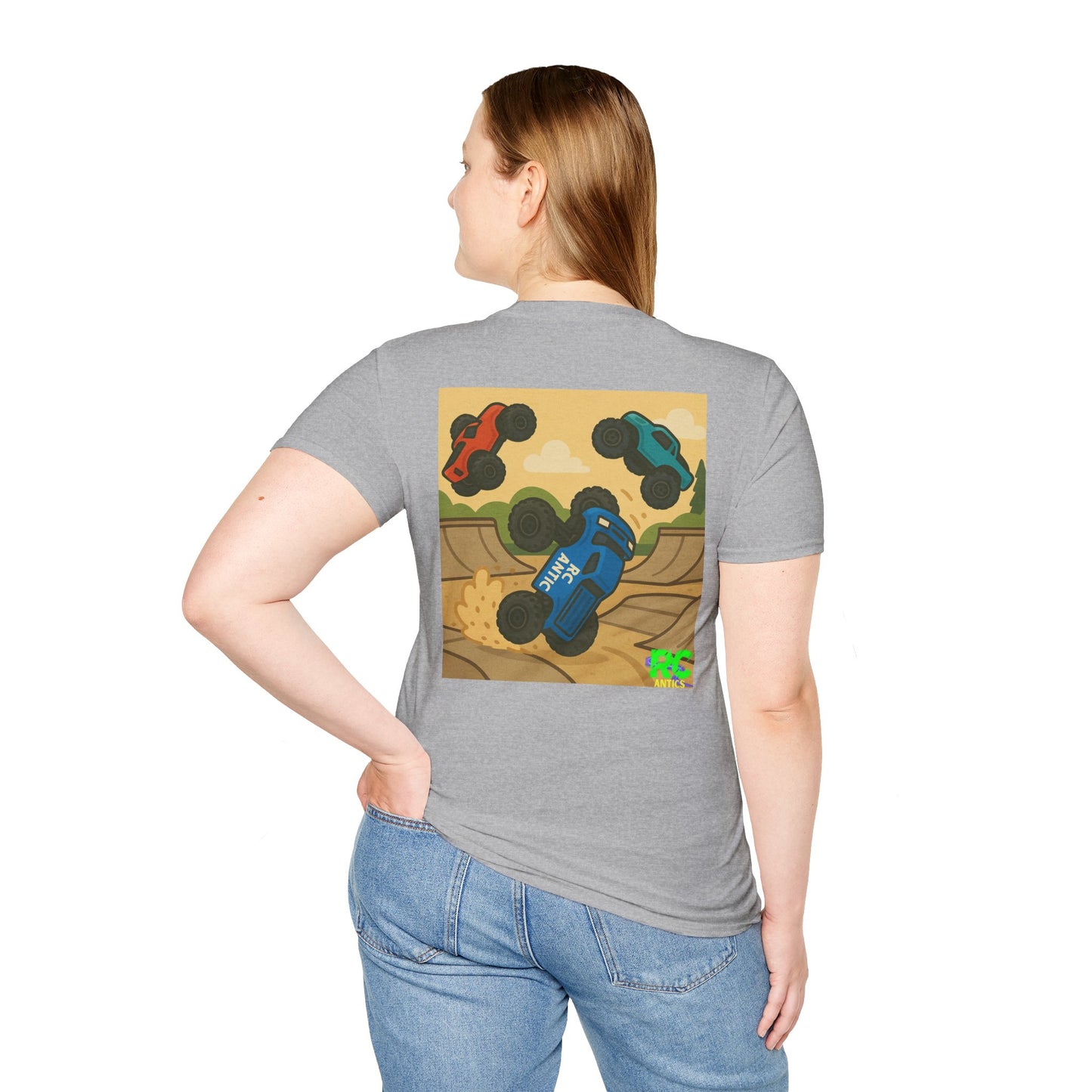 RC Trucks Jumping at Skate Park Unisex Softstyle T-Shirt