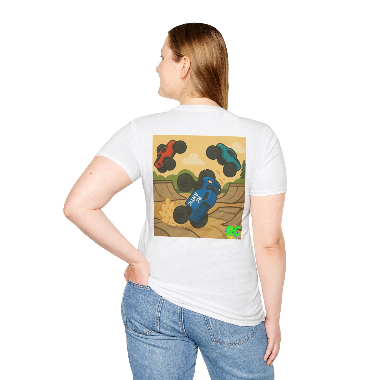 RC Trucks Jumping at Skate Park Unisex Softstyle T-Shirt